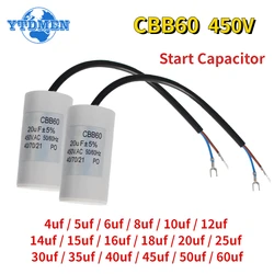 1PCS CBB60 Capacitor 450V AC Motor Run Capacitors 4/5/6/8/10/12/14/15/16/18/20/30/35/40/50/60UF for Washing Machine, Water Pump