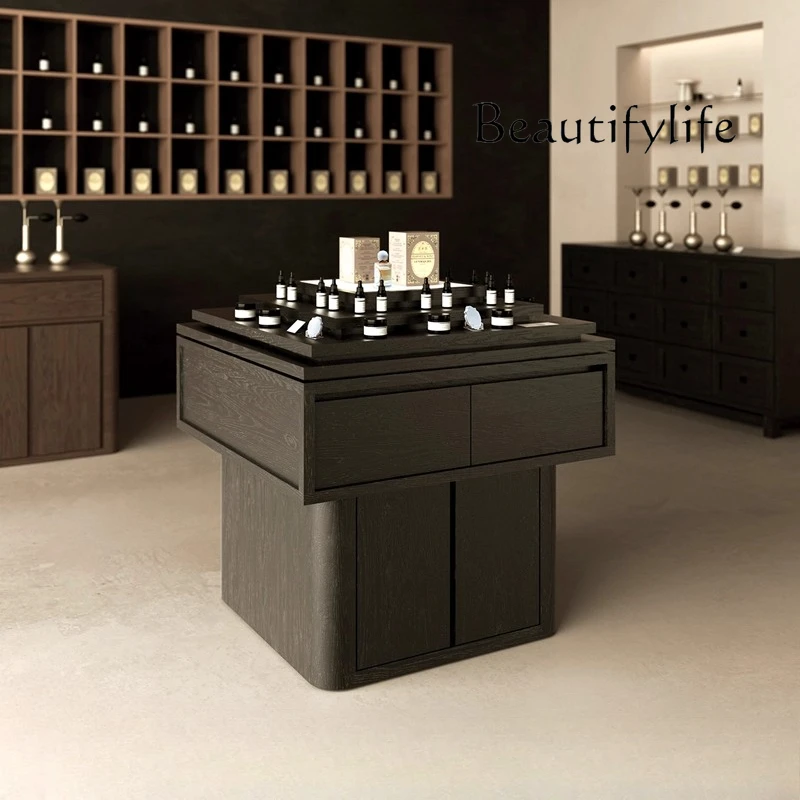 

Wenxiangtai Aromatherapy Display Cabinet Beauty Salon Nakajima Terrace Product Display Cabinet Simple Black Wood