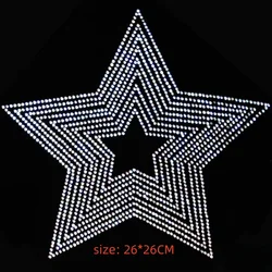 2PC/Lot Big Star Iron on Transfer Patches Hot Fix Rhinestone Motif Star Stickers Flatback Rhinestones for Shirts