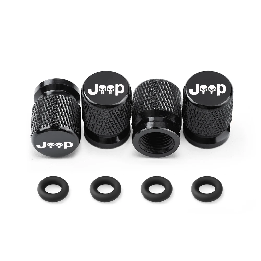 Car Wheel Tire Valve Caps Tyre Stem Covers Airdust Waterproof For Jeep Renegade Compass Wrangler Patriot Grand Cherokee Rubicon