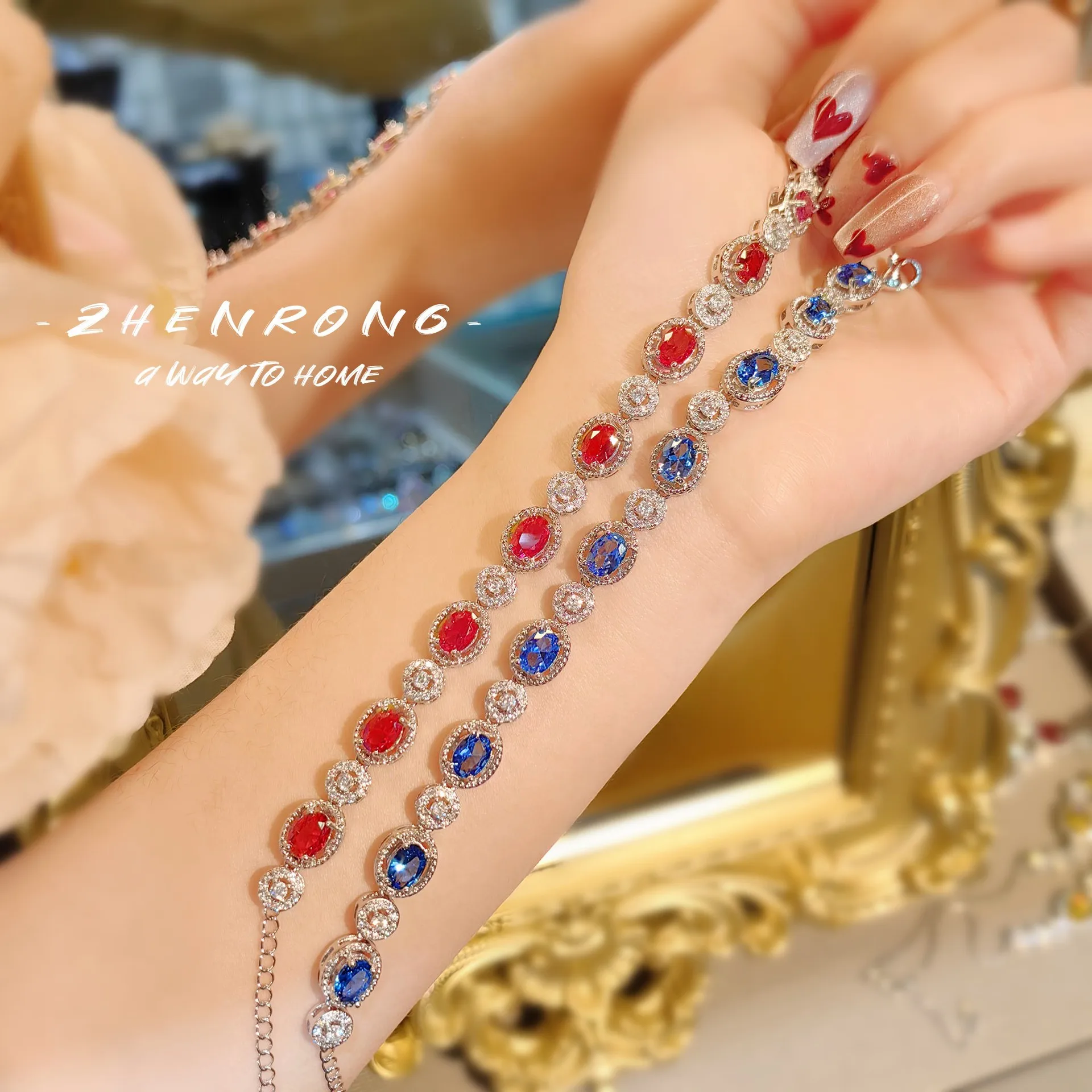 European and American Heavy Industry Temperament Light Luxury Colorful Treasure Zircon Advanced Retro Jewelry Gathering