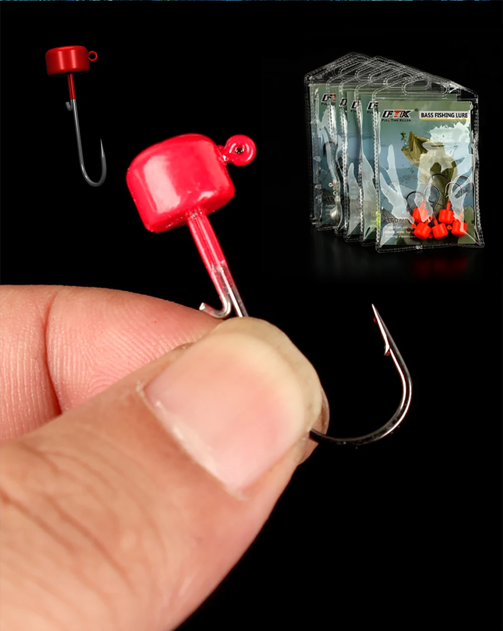 FTK Angelhaken 5 Stück 1,6g 2g 3g 4,8g 5,8g Ned Rig Jig Pilz-Jigköpfe Haken Weiche Wurmköder Haken für Barsch Forelle Hecht – Detail 5