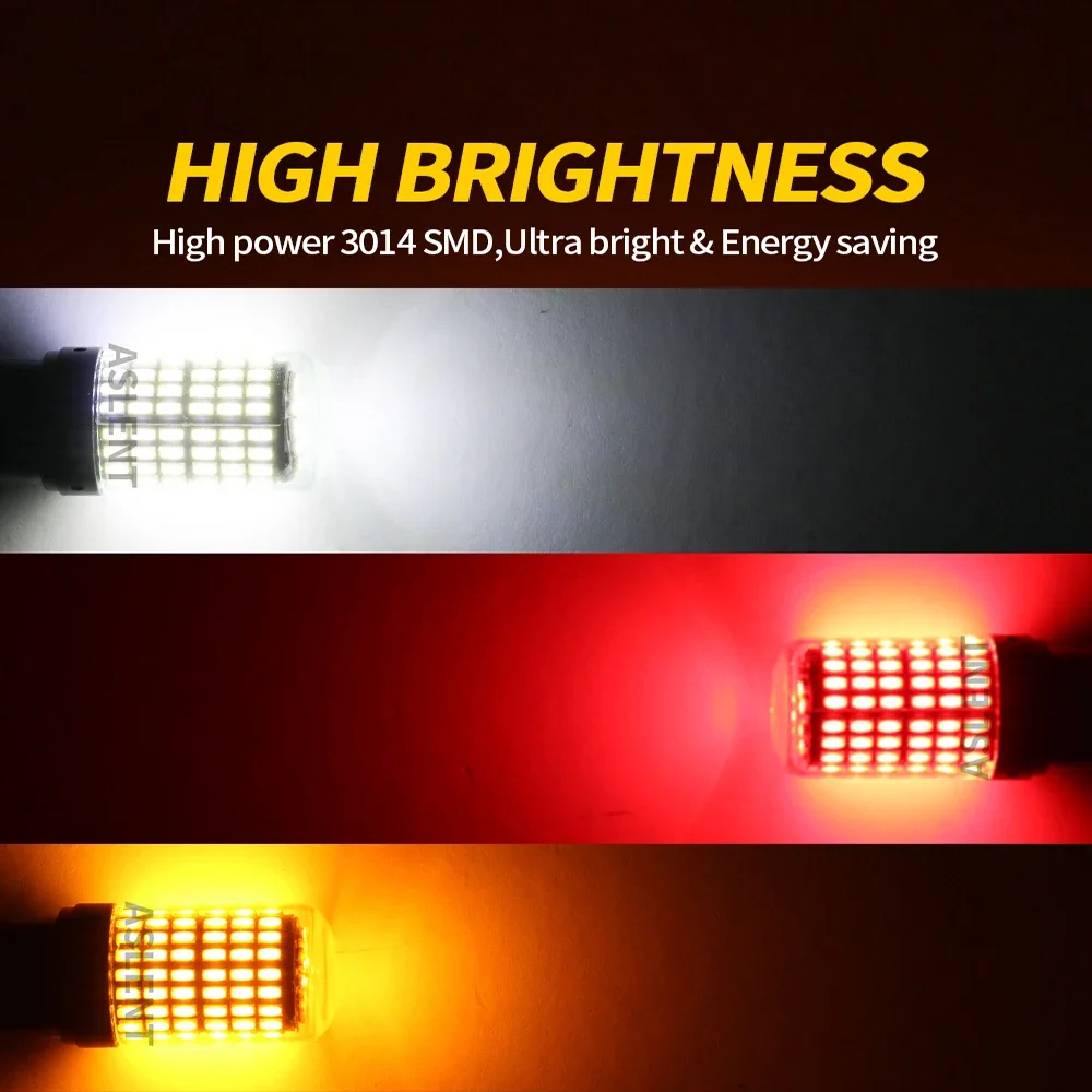 2PCS T20 7440 W21W 7443 W21/5W 3157 T25 1156 BA15S P21W BAU15S PY21W 1157 P21/5W BAY15D 144smd Lampu LED Sinyal Belok 12V