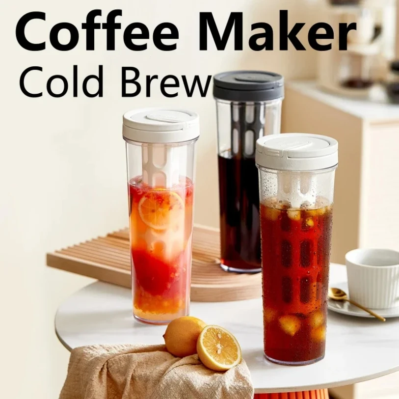 1L Manual Cold Brew Coffee Maker with Handle High-capacity Water Bottle Summer Portable Juices Tea Fruit Coffeeware Pot