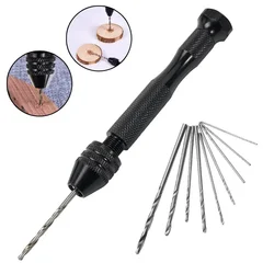 1set Mini Hand Drill With 0.3-3.2mm Drill Bits Kit Rotary Tools For Models Hobby DIY Wood Craft Handmade Tools Accessories