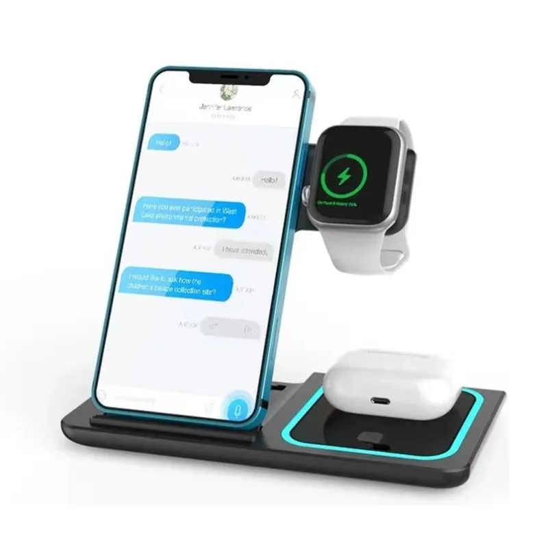 3 in 1 LED Wireless Charger Station for IPhone 17 16 15 14 13 12 Pro Max Apple Watch 11-2 AirPods 3/2 Fast Charging Dock charger