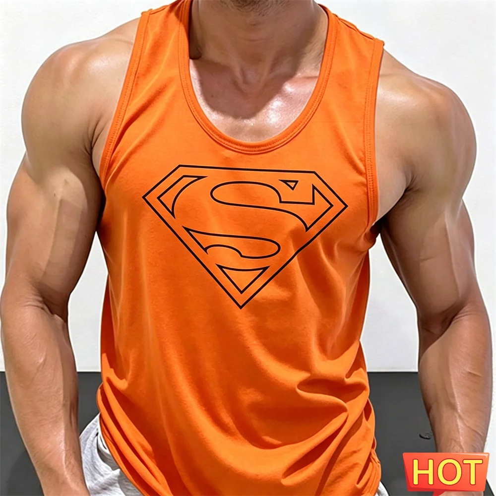 Sommer-Fitness-Weste für Herren, Rundhals-Tanktop, Ärmelloses T-Shirt, Robustes Gym-Tanktop für Männer, Schnelltrocknende Herren-T-Shirts, Günstige Kleidung
