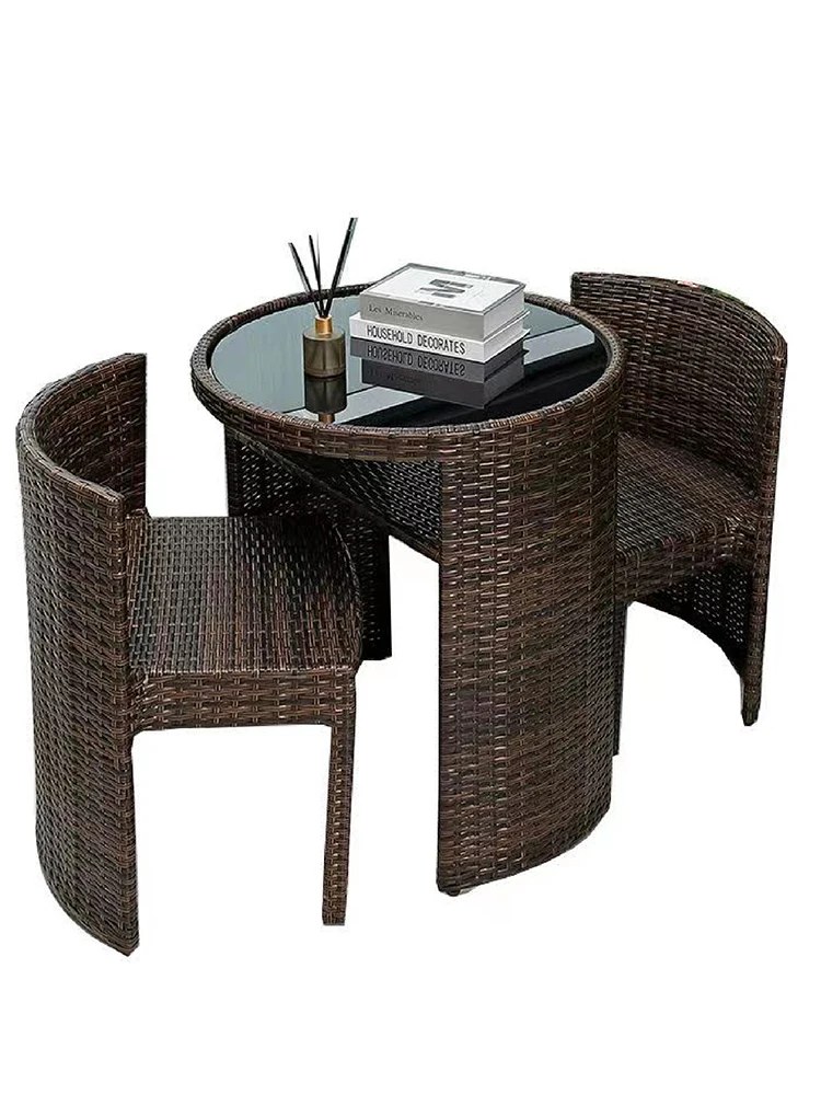 All-Weather Garden Furniture Set - Balcony Rattan Chair, Small Table and Chair Combo, Ideal for Outdoor Terrace and Courtyard