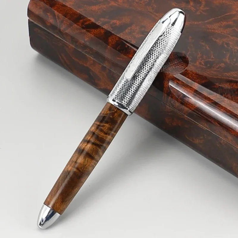 Hot Luxury Phoebe Wood M B Ballpoint Pen 0.7mm Black Practice Writing Office Gel Pens Silver Business Gift Stationery Ball Pen