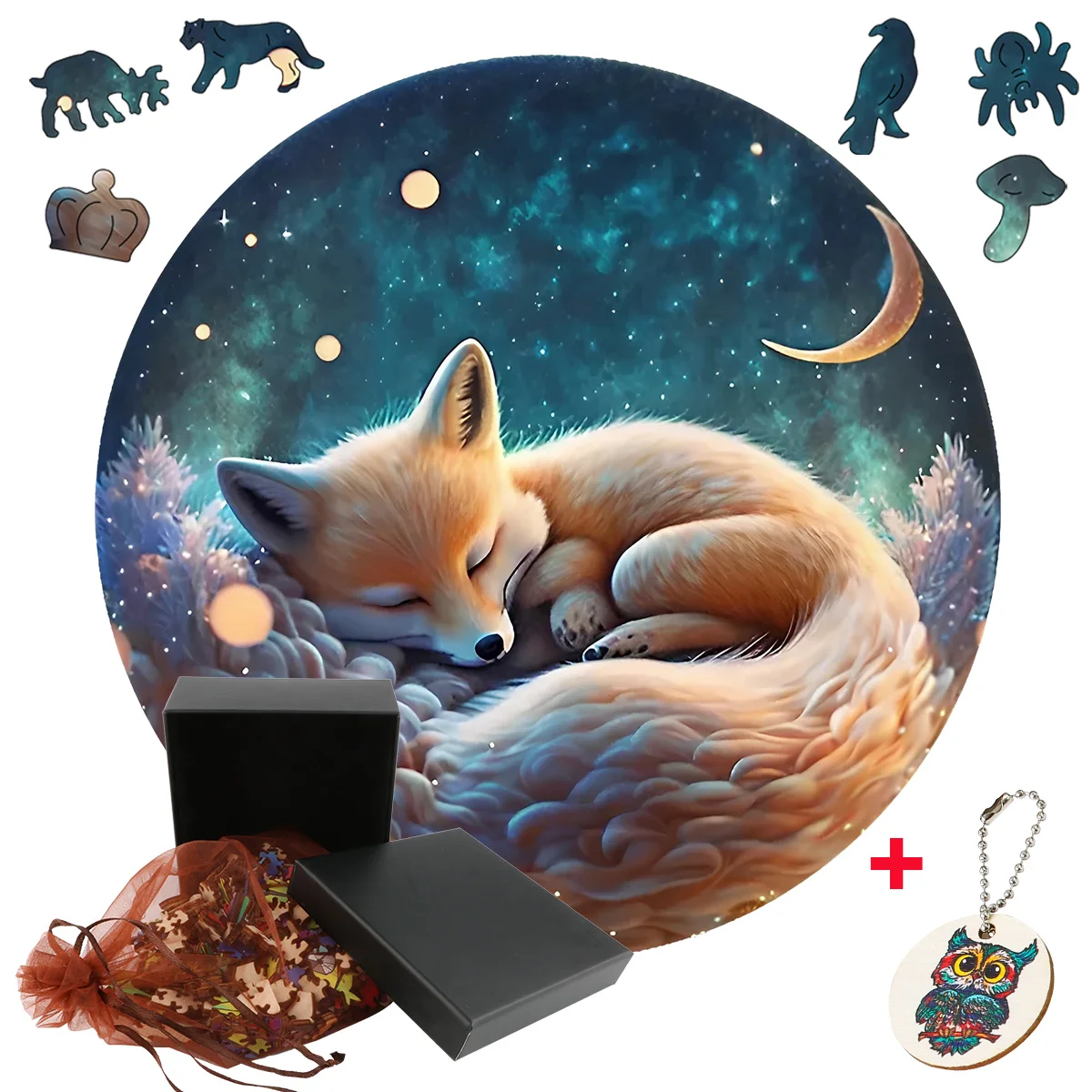 Advanced Irregular Wooden Animal Sleeping Fox Puzzles Beautiful Fabulous DIY Wood Crafts Family Interactive Games For Adults