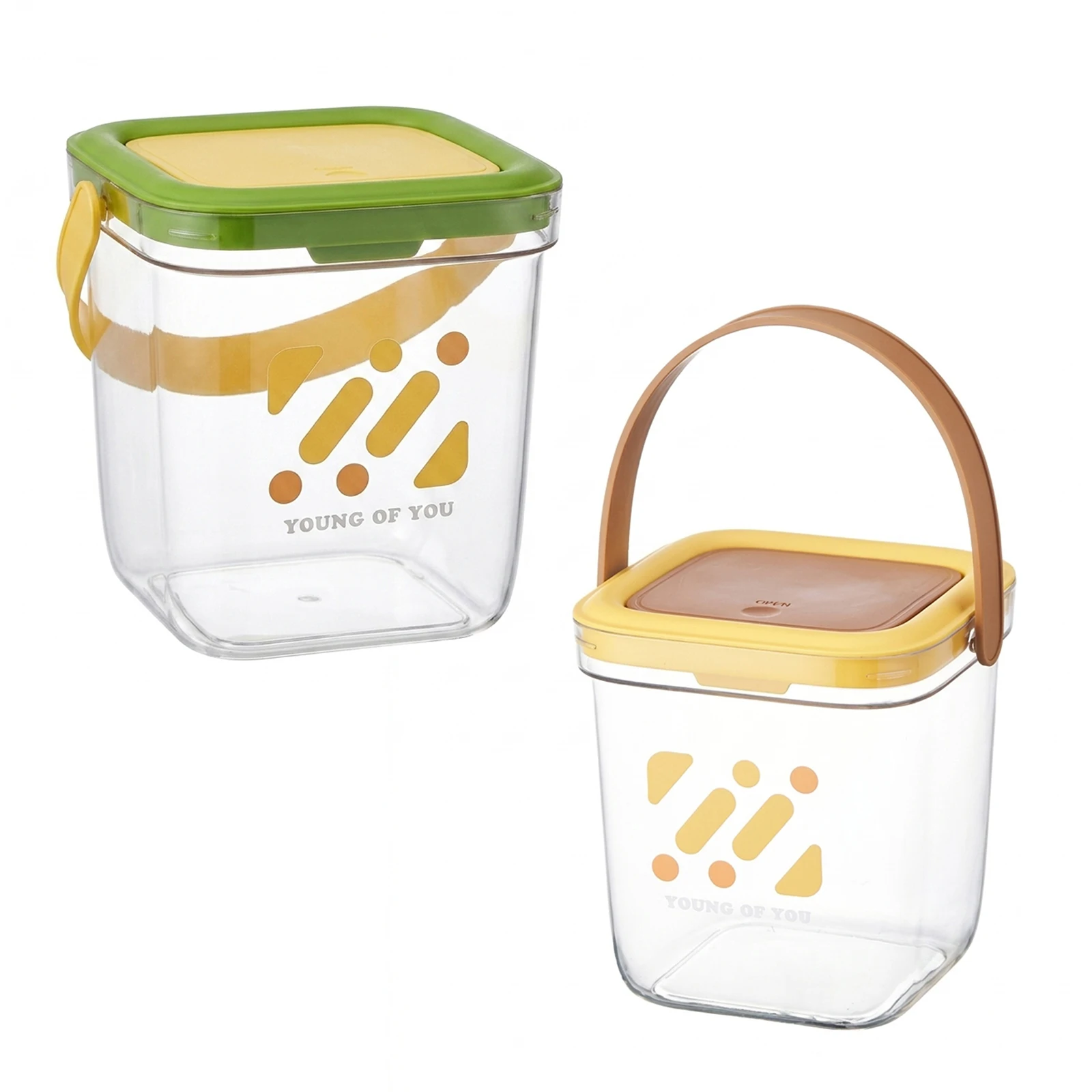 Transparent Press Trash Can With Colorblock Handles For Home Office Desk