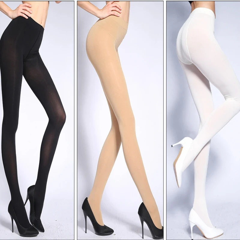 Semi Opaque Footed Tights for Women Solid Colored High Elastic Run Resistant Control Top Soft Pantyhose Tights Stockings