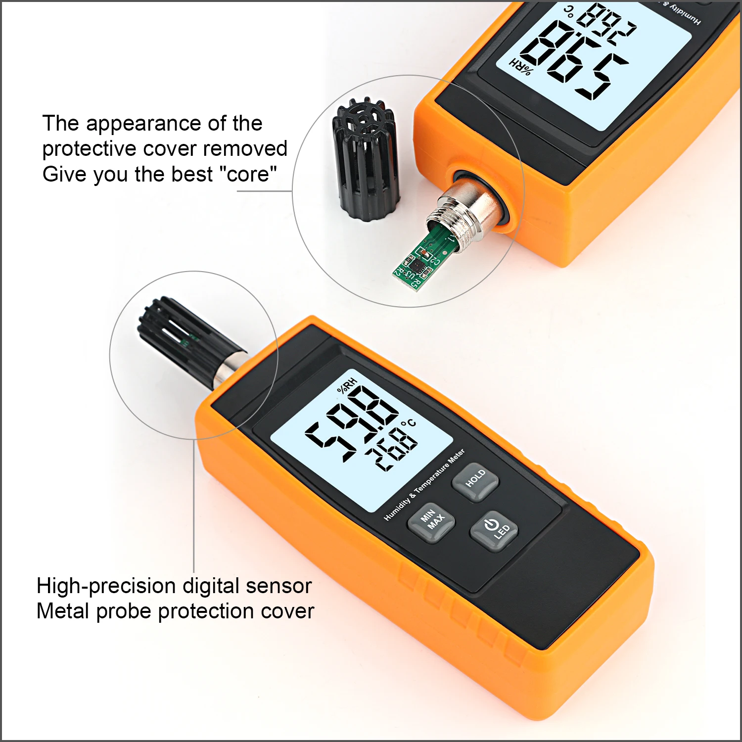 RZ Inductive Thermo Hygrometer Digital Thermometer Measurement Range 0-100%RH,0-80℃ With Temperature And Humidity Monitor