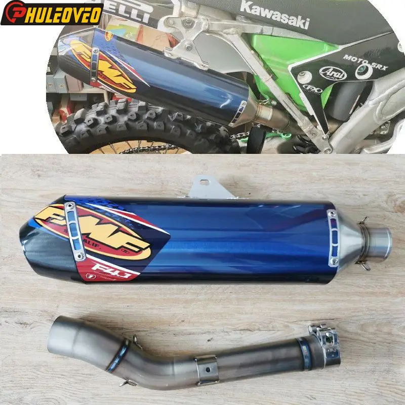 

For Kawasaki KX250F 2017-2020 Motorcycle Exhaust Escape Moto Muffler Carbon Tip with Titanium Alloy Middle Link Pipe