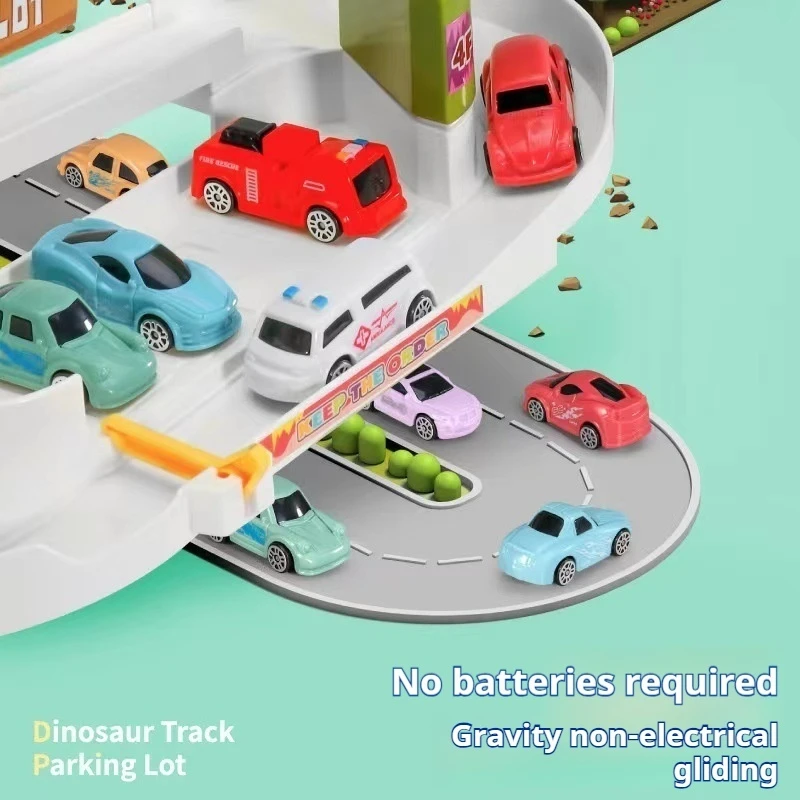 جديد Panshan الطريق السكك الحديدية سيارة المسار سلسلة لعب الأطفال القطارات الصغيرة مغامرة تجميع المسار ديناصور موقف للسيارات الزينة