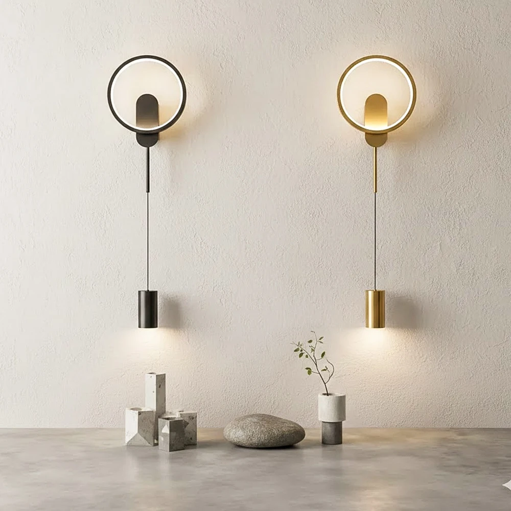 Modern Black Gold LED Wall Lamp Hallway Aisle Bedroom Bedside Study Stair Wall Sconce Luster Lighting Fixture Home Decoratioan