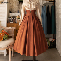 Vintage Victorian Lolita Midi Skirt Women Elegant Sweet Y2k Button Slim A-Line Long Skirts Japanese Female Classical Party Skirt