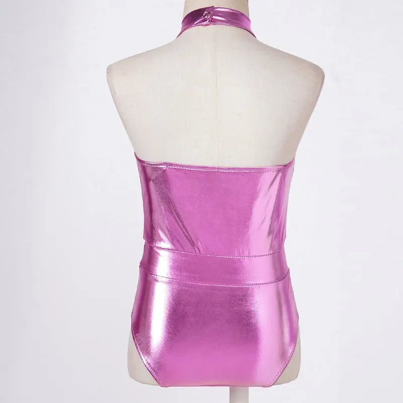 Kids Girls Halter Sequins Ballet Gymnastics Leotard with Shorts Jazz Hip-Hop Dancewear Sets for Dance Competition Performance&J1
