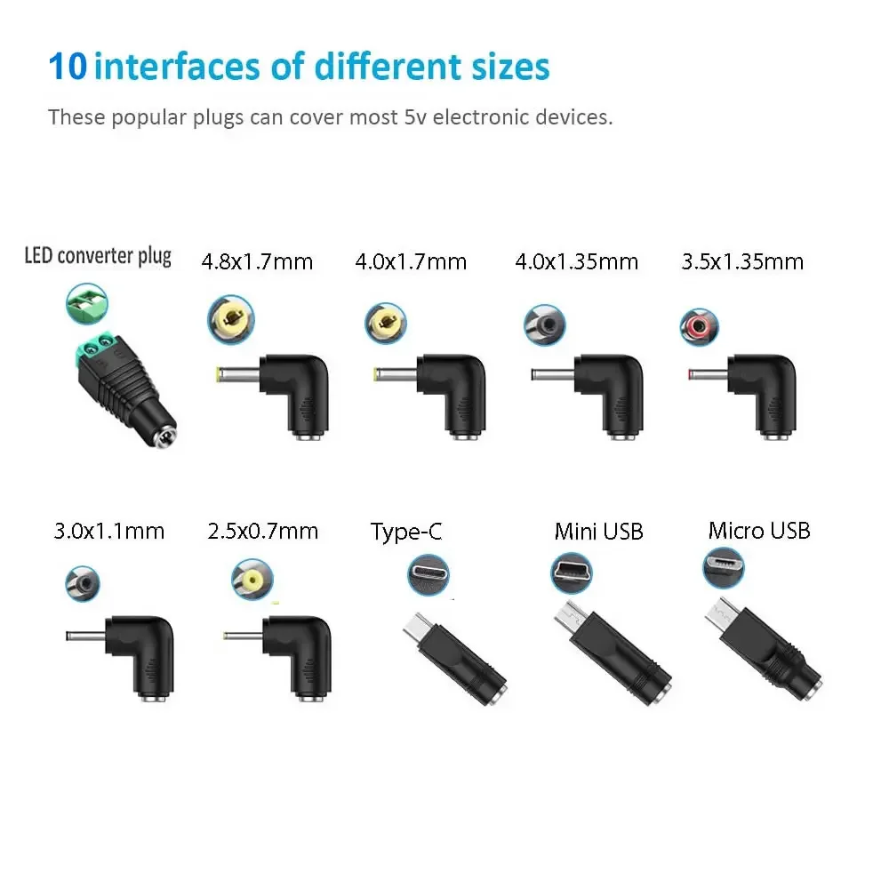 Cavo di alimentazione da USB/tipo C a cc 10 adattatore per spina cc cavo di ricarica di alimentazione per telefoni con altoparlanti Bluetooth