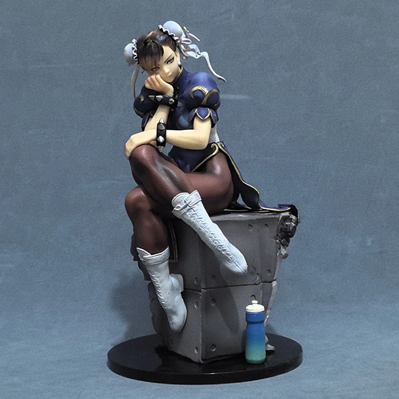 26cm Street Fighter Action Figure Chun Li Anime Figures Pvc Sitting Posture Collectible Statue Desk Ornament for Birthday Gifts