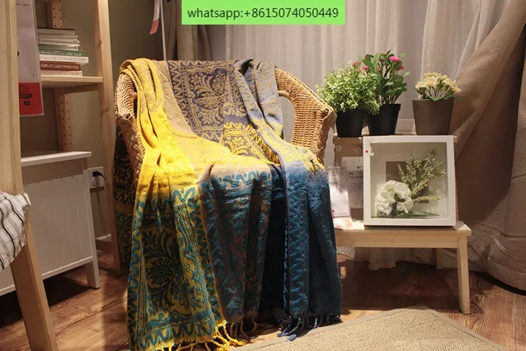 

Tibetan style modern soft fabric blanket sofa fleece plush leisure literary blanket