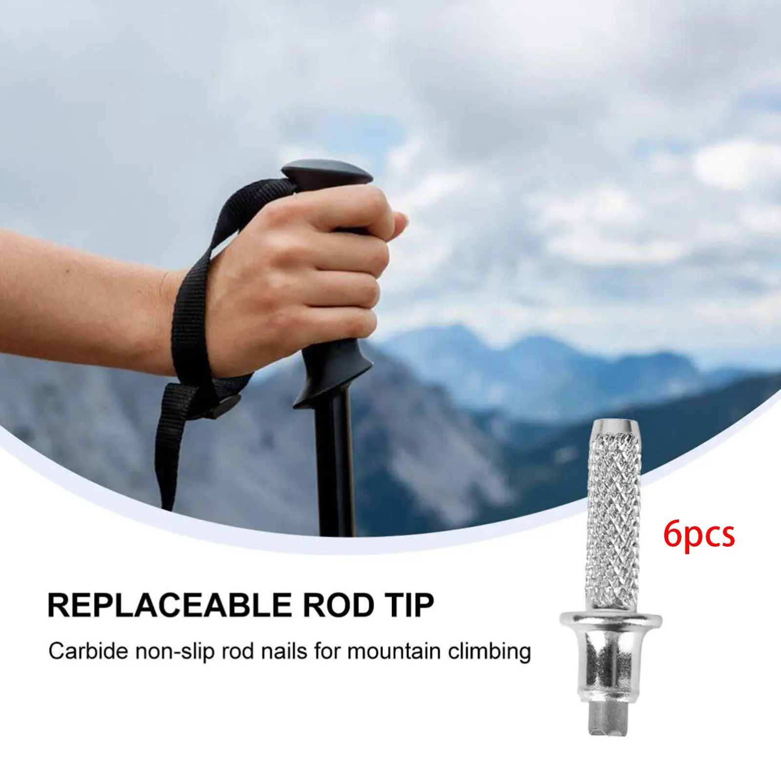 6 stuks Wandelstok Tip Klimaccessoires Antislip Reisbenodigdheden Wandelstok Tip Paaldop voor Wandelen Klimmen Trekking