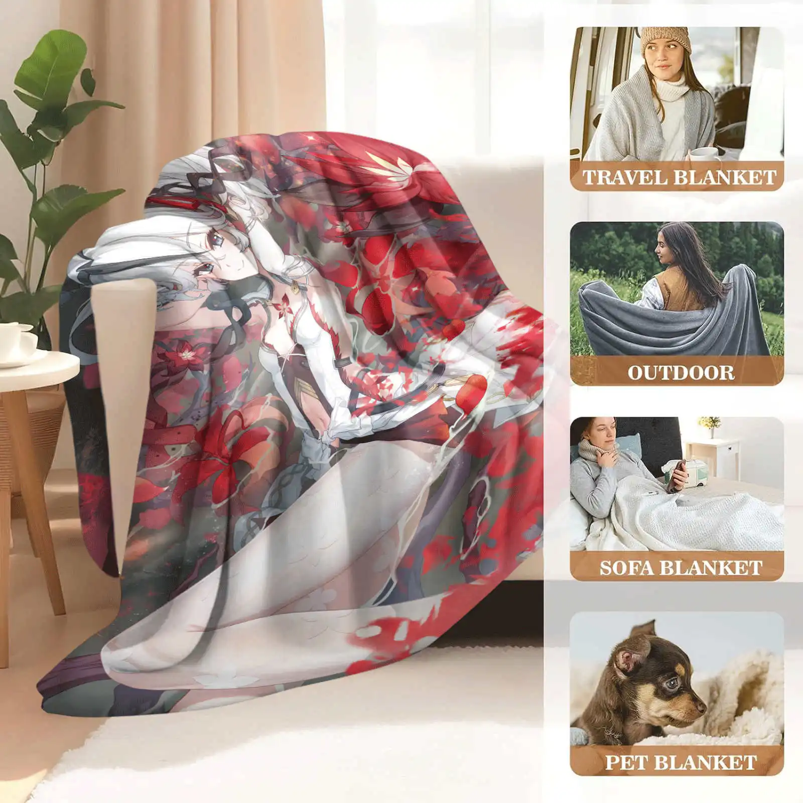 Wuthering Waves WuWa Verina Blanket Game Anime Plush Funny Warm Throw Blankets 3