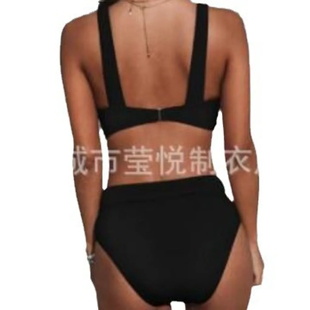 Sexy Solid Color Slim Fit Two Piece Bikini Set Swimwear Hot Spring Pool Beachwear For Women Tankini Swimsuits Women Biquinis Set