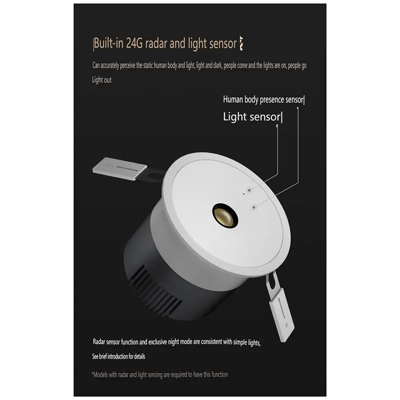 【PARTY  DAY】Human Brightness Color Temperature Adjustment Presence Smart Downlight Spotlight T8R Human Body Detection Bluetooth