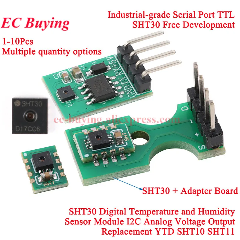 SHT30 Digital Temperature and Humidity Sensor Module Serial Port TTL I2C Communication Analog Voltage Output Replace SHT10 SHT11