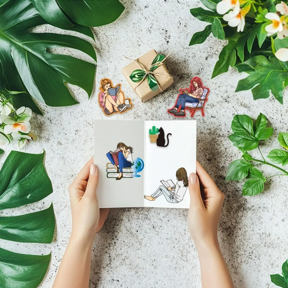 Lady and Books クリアスタンプ 本の読書 シリコーンクリアスタンプ 本のテーマ 透明スタンプ DIY スクラップブッキングやカード用