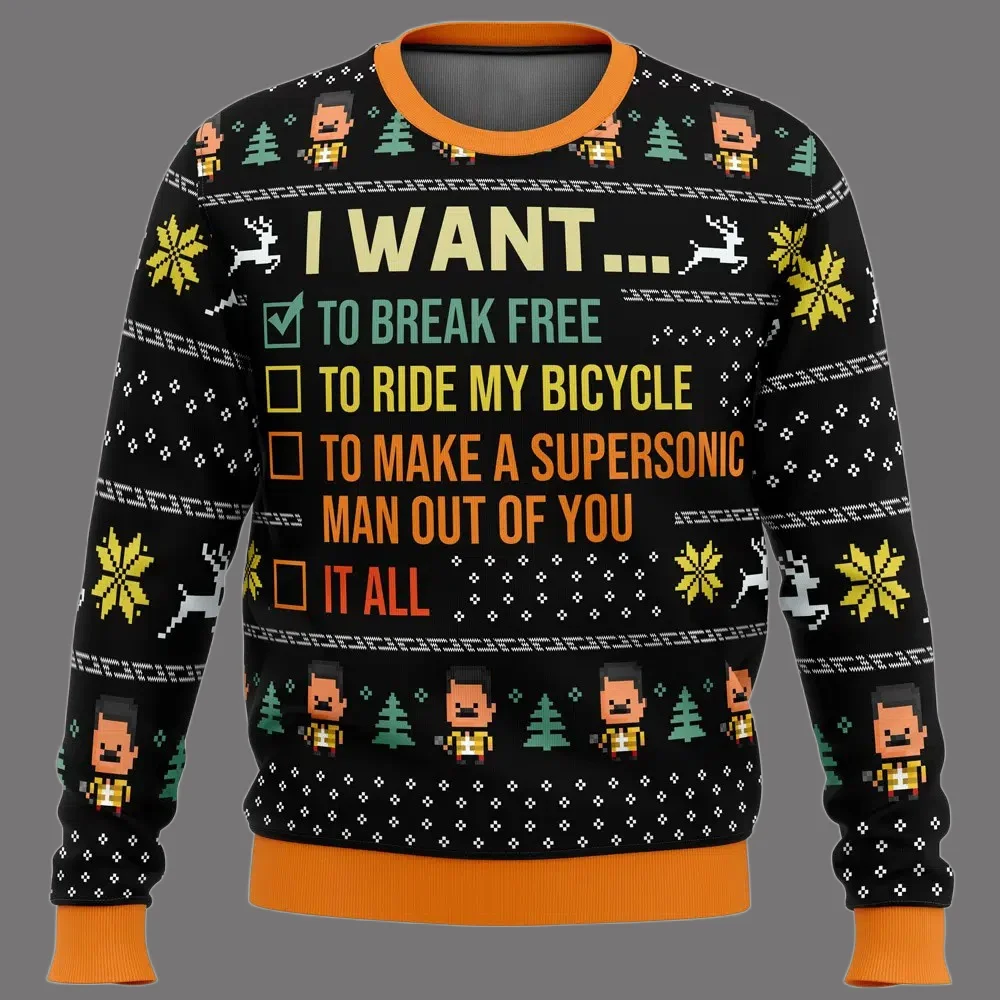 أريد أن أكسر الملكة الحرة القبيحة عيد ميلاد سعيد سترة 2025/26 موضة جديدة الرجال كنزة قطيفة ربيع الخريف المرأة البلوز #2