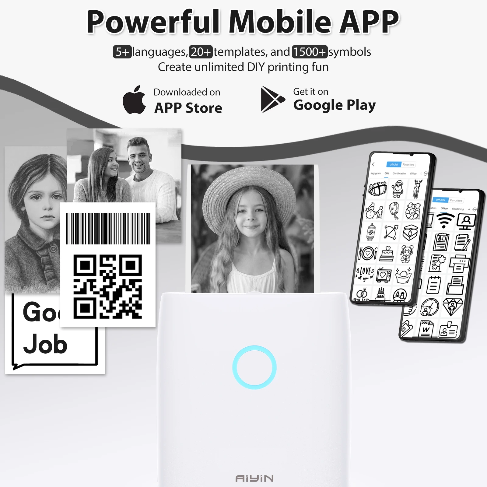 10PCS Aiyin New Arrival 2-Inch Pocket Bluetooth Thermal Printer Portable Inkless Mini Photo Color Sticker Label Makers Wireless