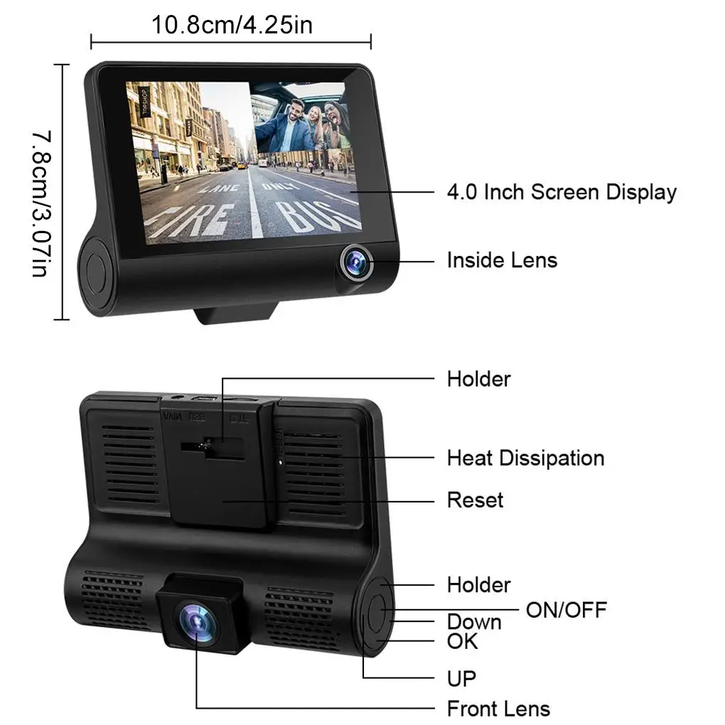 WIFI Car DVR HD 1080P Inside Vehicle Dash Cam Dual /Three Way Camera DVRs Recorder Video Registrator Mini Dashcam Camcorder