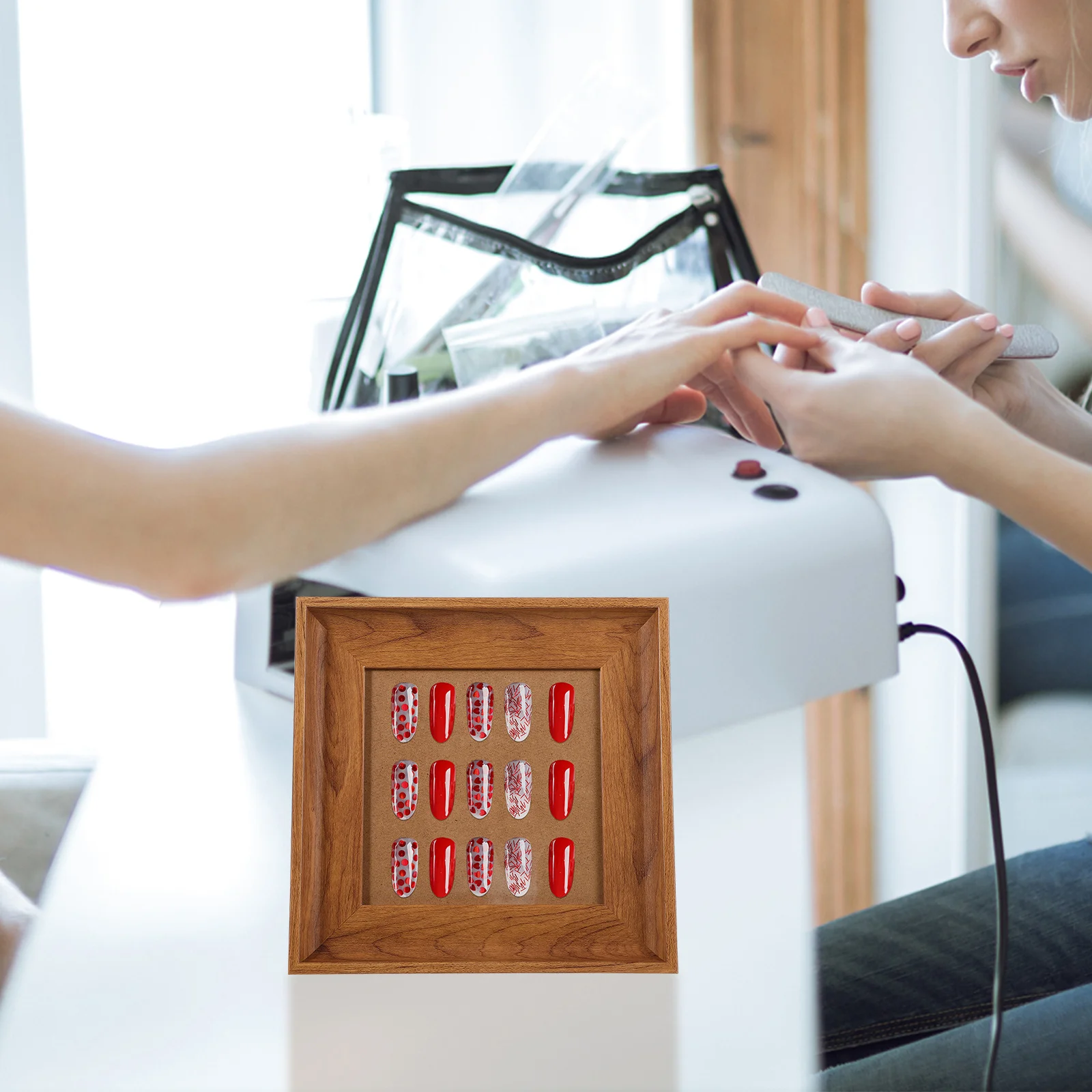 

Retro Color Tray Sturdy Art Display Holder For Press On Nails Jewelry Display Board Fake Nail Stand Nail Art Supplies