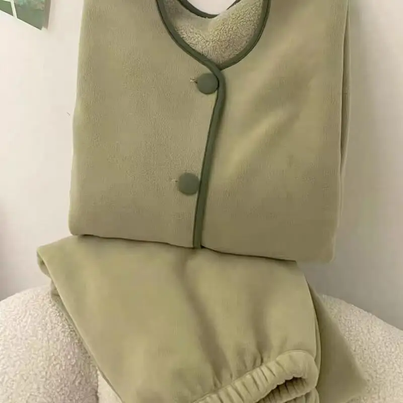 

Женская одежда, пижамный комплект, домашняя одежда, брюки с длинными рукавами, комплект из двух предметов, осенне-зимний утепленный удобный милый модный комплект