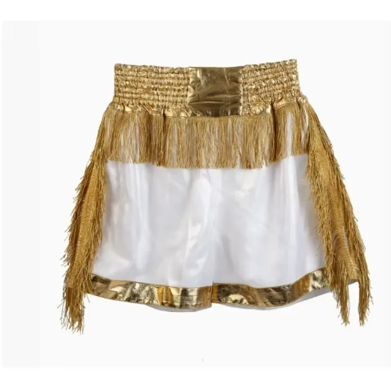 

Боксерские шорты Высококачественные шорты для тайского бокса Мужчины Женщины Дети Боевые искусства ММА Одежда Золото Серебро Кисточки Боевые шорты для кикбоксинга