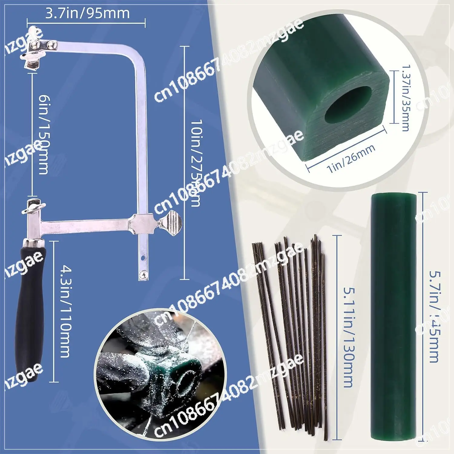 8-Piece Jewelry Ring Wax Ring Making Casting Tools DIY Wax Engraving Wax Tube File Jewelry Saw Bow Saw Blade Fixture