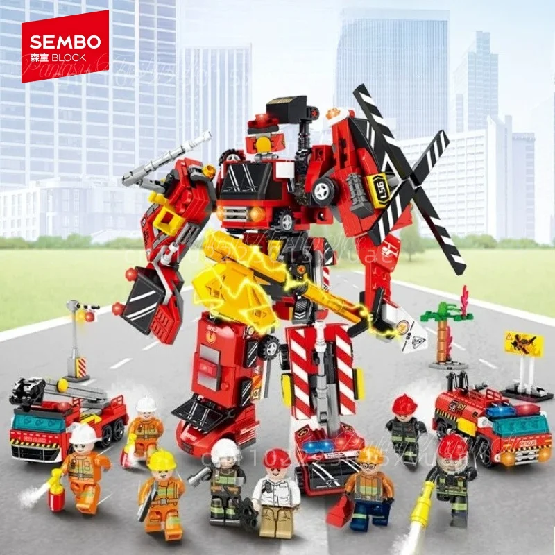 SEMBO Doomsday Rescue 8-in-1 Building Blocks Small Particle Assembly Toy Movable Model Action Figures Collectible Holiday Gifts