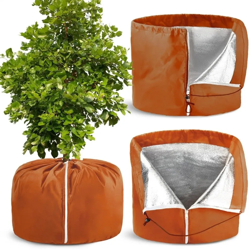 

Oxford Cloth Winter Plant Cover Waterproof With Zipper Anti-Freezing Bag Reusable Thermal Protection Pot Cover Outdoor Garden