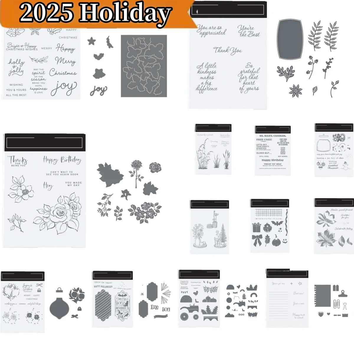 

Blooms Grass Note Clear Stamps and Cut Die Hot Foil for DIY Scrapbook Make Gift Card Craft 2025 Celebrations Halloween Christmas