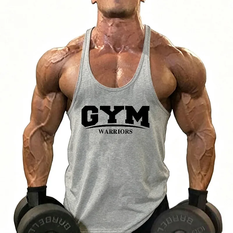 Mens Gym Warriors Stringer Tank Tops Cotton Low Neck Bodybuilding Muscle Fitness Vests Workout Running Sports Sleeveless T Shirt
