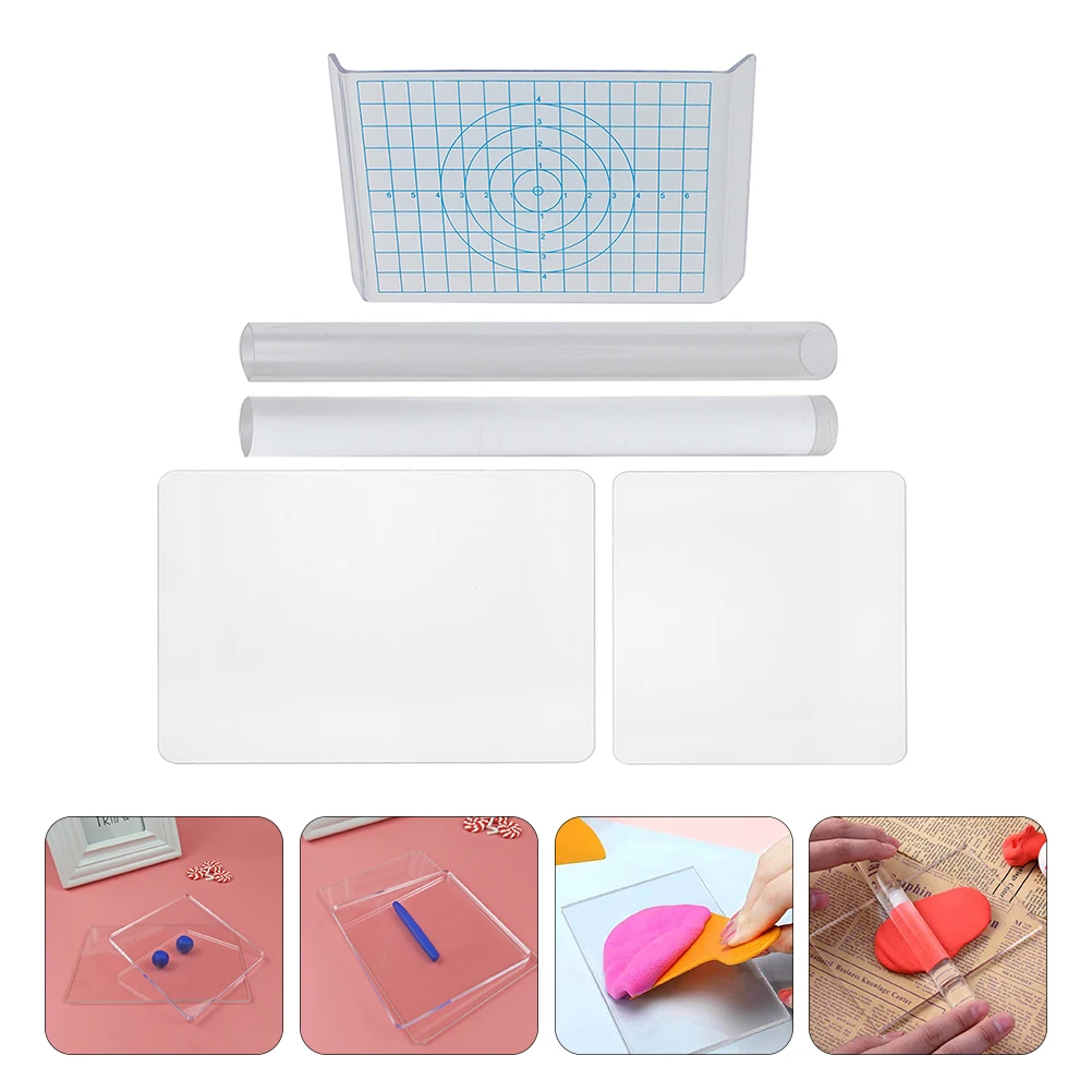 

1 Set Acrylic Clay Rollers Backing Board Durable Clay Sculpting Tools Diy Pottery Supplies Lightweight Modelling Carving Set