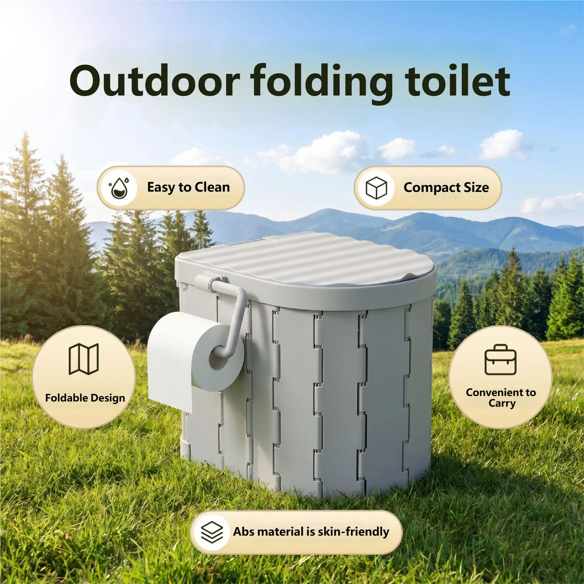 2026 Customizable Portable Folding Camping Toilet, Suitable for Camping, Fishing, Beach & Garden Outdoor Scenarios.promote sales