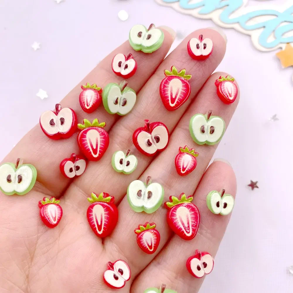 Résine colorée Apple fraise Fruit Nail Art, dos plat, biscuits Applique, bricolage Scrapbook, décor, bijoux, accessoires, artisanat, nouveau