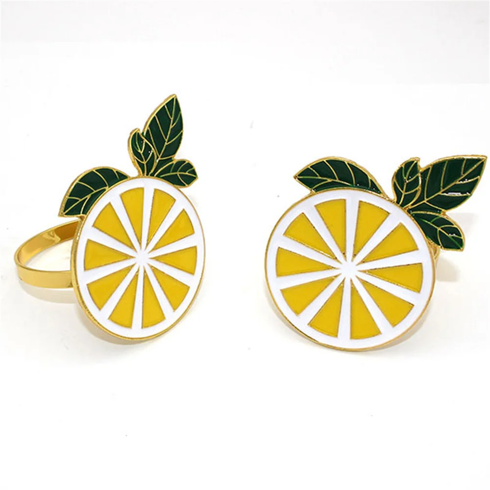 Lemon Napkin Rings for Dining Table Setting, Farmhouse Napkin Holder for Thanksgiving, Birthday Party Decoration, ERE96, 6Pcs