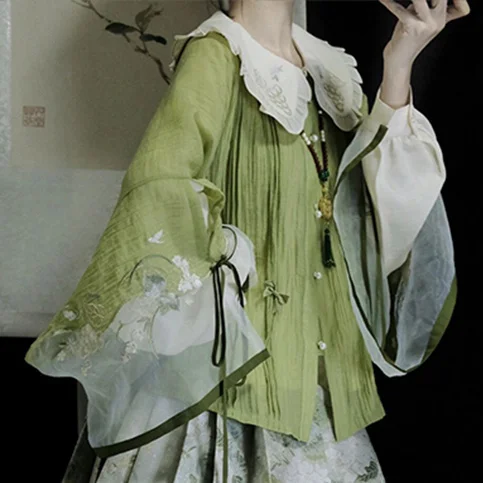 Improved Horse Face Skirt (Mamianqun) Set – Autumn Style Fresh Daily Chinese Girl Hanfu, Short Dress Horse Face Skirt