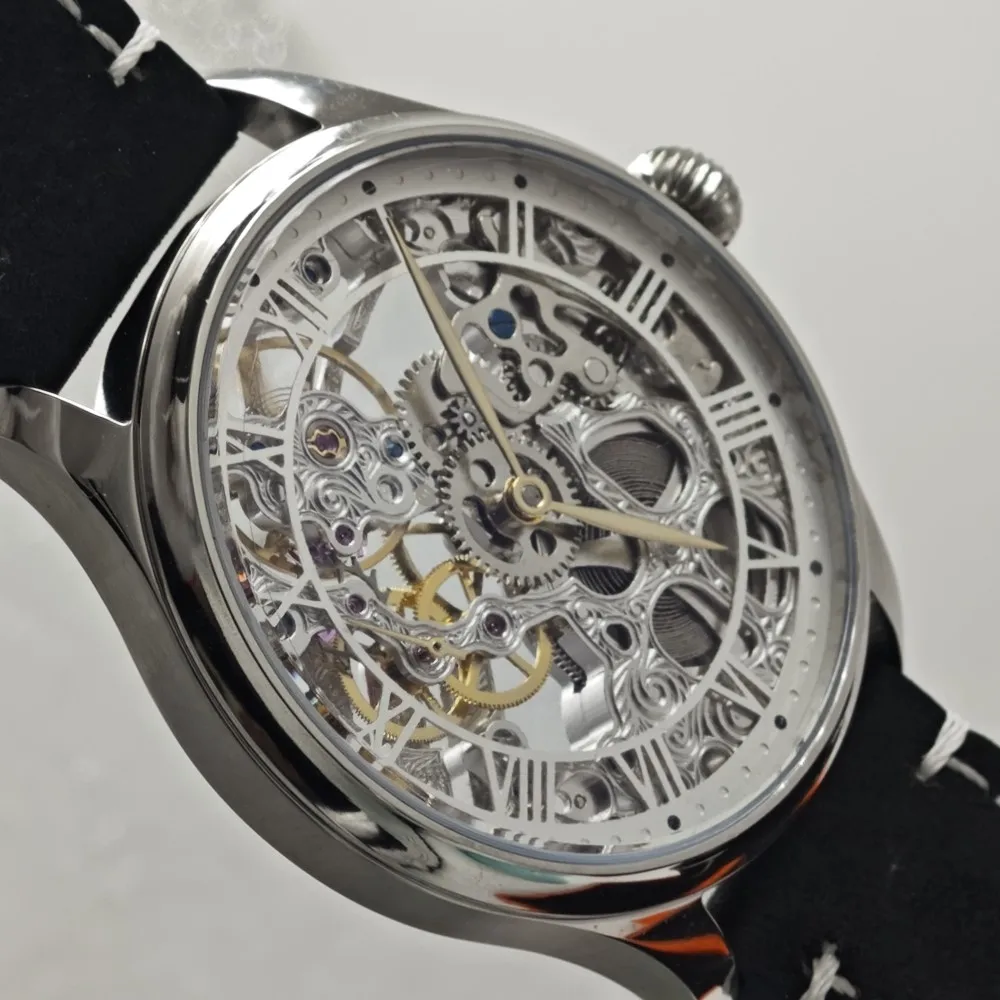 SEAKOSS персонализированные часы-пилот 44 мм Seagull ST36SK ETA6497 S33600SK мужские часы с полым резным механическим сердечником