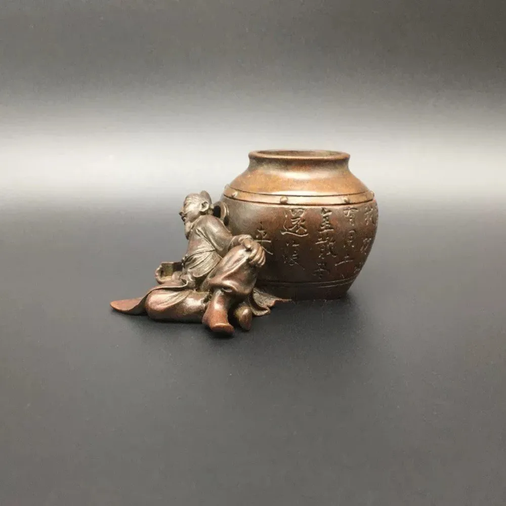 Solid Brass Li Bai Drunk Poet Incense Burner Wine Jar Shape Tower Cone Censer Tea Pet Home Desk Gift
