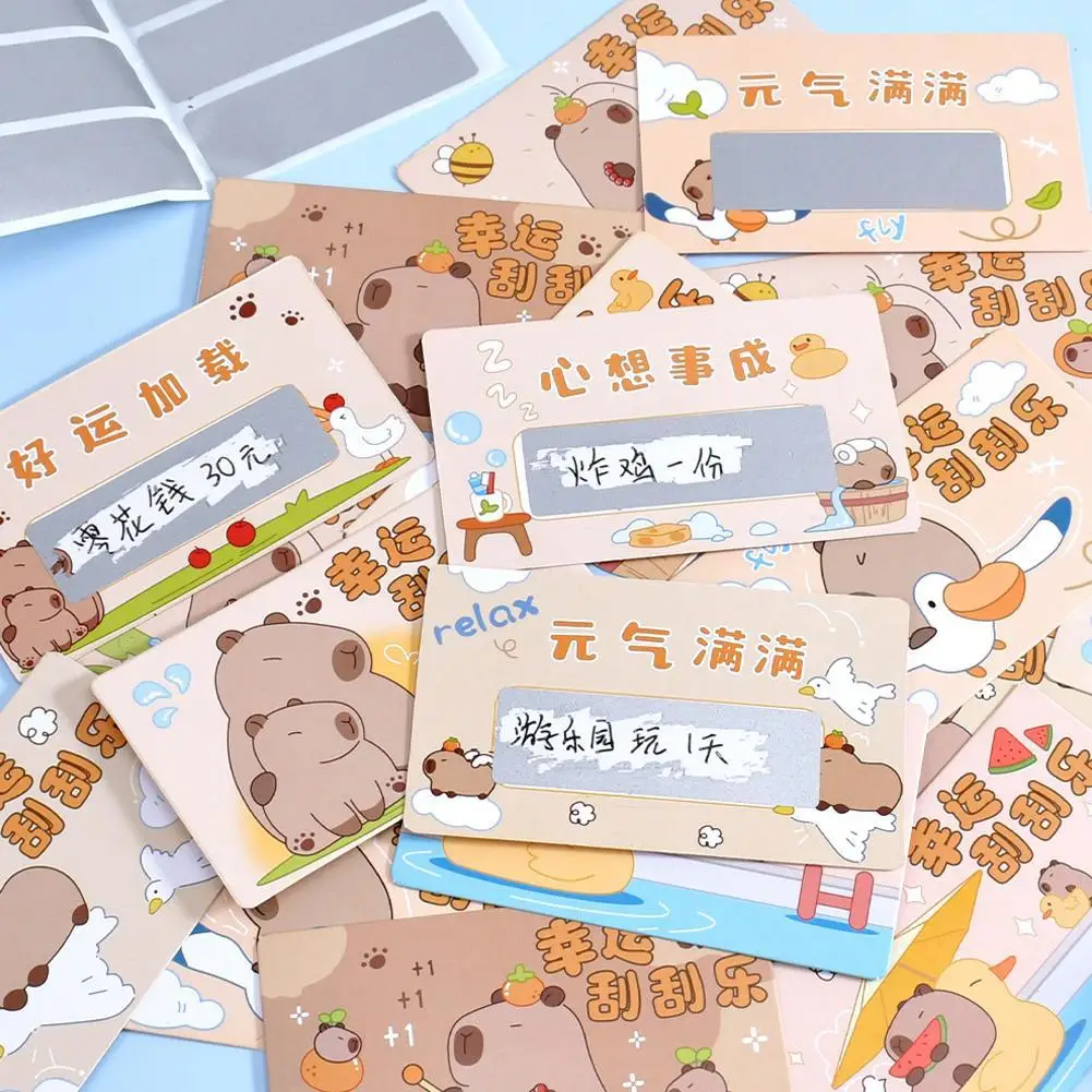 20pcs Capybara Scratch-off Cards Creative DIY Birthday Gift Love Coupons Handwritten Stickers For School Office Reward Cards